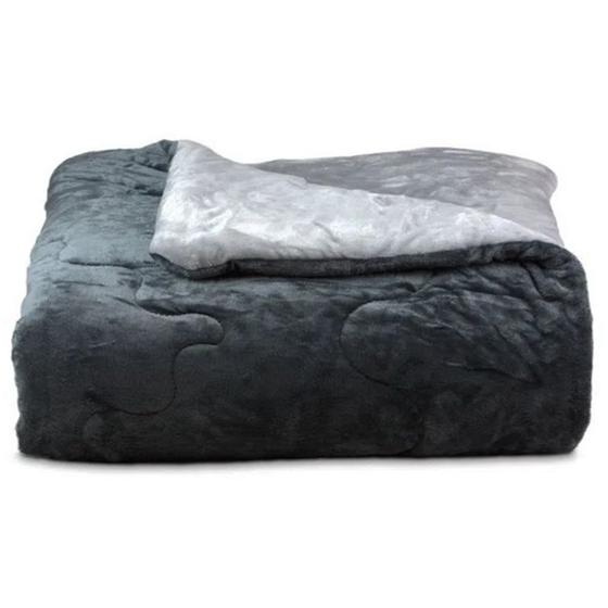 Imagem de Edredom Buettner King Plush Flannel Dupla Face 260mx280m Metal Escuro e Metal Claro