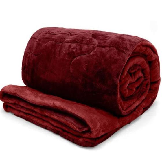 Imagem de Edredom Buettner King Plush Flannel Dupla Face 260mx280m Vermelho Escuro &amp Vermelho Claro