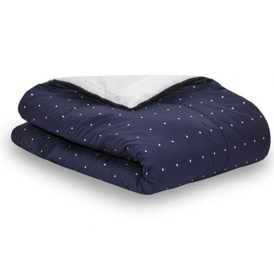 Edredom Cama de Solteiro 100% Algodão Luxo Poá Marinho Menor preço em Edredom Cama de Solteiro 100% Algodão Luxo Poá Marinho