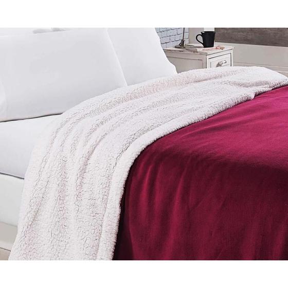 Imagem de Edredom Casal Aspen Dupla Face Fleece Sherpa Andreza Vinho