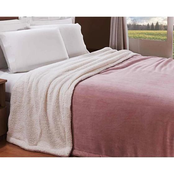 Imagem de Edredom Casal Aspen Dupla Face Fleece / Sherpa Rosa Andreza