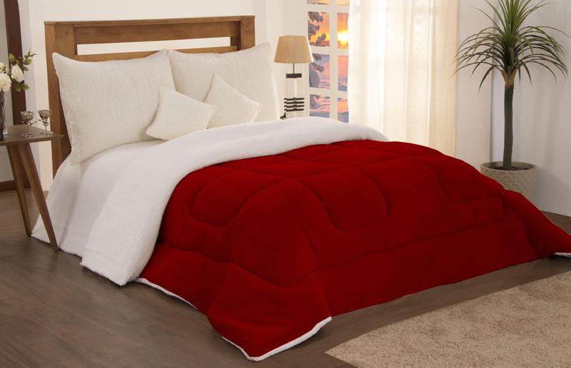 Imagem de Edredom Coberdrom Queen Sherpa Pele De Carneiro C/ Soft Vermelho