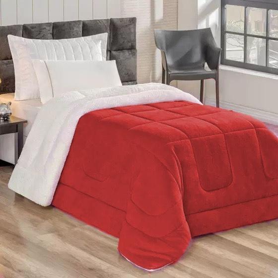 Imagem de EDREDOM DUPLA FACE COBERTOR CAMA SHERPA COBERDROM SOLTEIRO  1,60m x 2,20m - VARIAS CORES