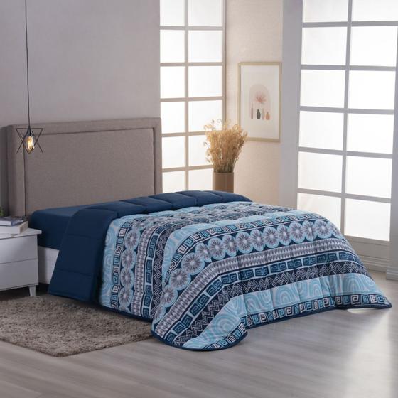 Imagem de Edredom Dupla Face Estampado Com Viés CASAL QUEEN Malha 100 Algodão