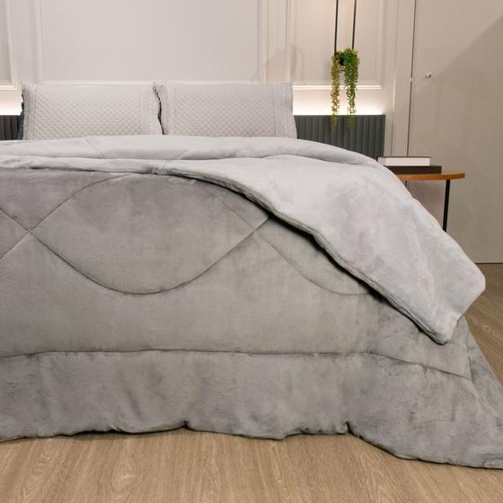 Edredom Queen Appel Plush Flannel Dupla Face - Cor Aluminium Menor preço em Edredom Queen Appel Plush Flannel Dupla Face - Cor Aluminium