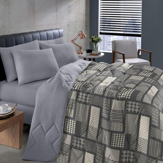 Edredom Queen Basic Malha Mescla Fio Penteado Estampado 2,20m x 2,40m Bouton Menor preço em Edredom Queen Basic Malha Mescla Fio Penteado Estampado 2,20m x 2,40m Bouton