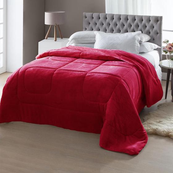 Imagem de Edredom Queen Dupla-Face Atrium Flannel Vermelho Jolitex