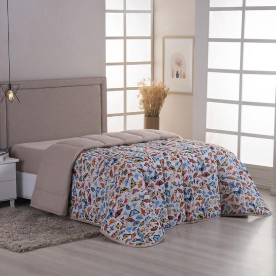Imagem de Edredom Queen Malha 100% Algodão Dupla Face Estampado Com Viés Matelado