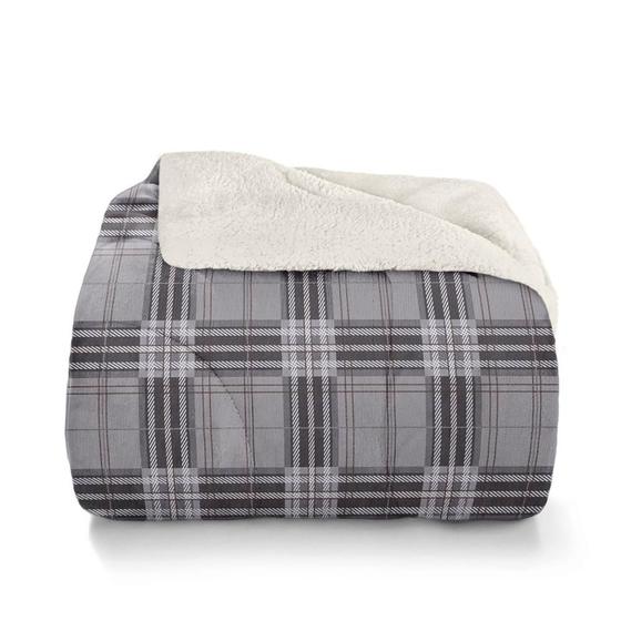 Imagem de Edredom Queen Plush Sherpa Coberdrom  Estampado Check