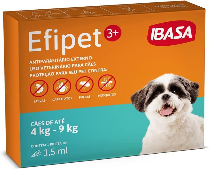 Imagem de Efipet 3+ Cães 4kg A 9kg C/ 1 Pipeta 1,5ml - Ibasa