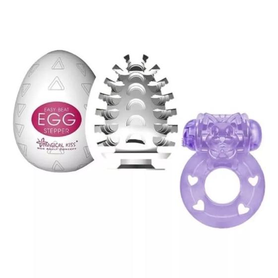 Imagem de  Egg Masturbador Masculino  + Anel Peniano com Vibrador Retarda Ejaculação