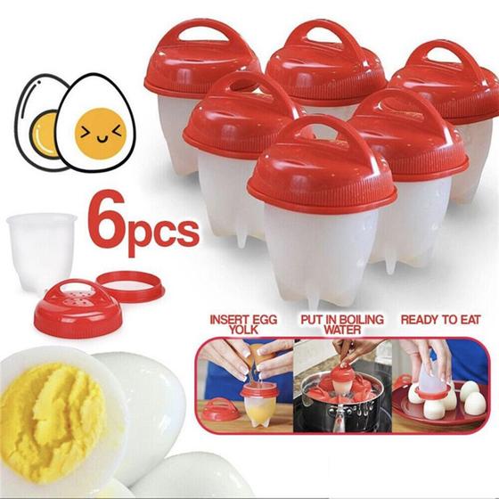 Imagem de  Egglettes Forma De Silicone cozedor de ovos  Mexido Recheado Receita Saudável Fit 6 peças