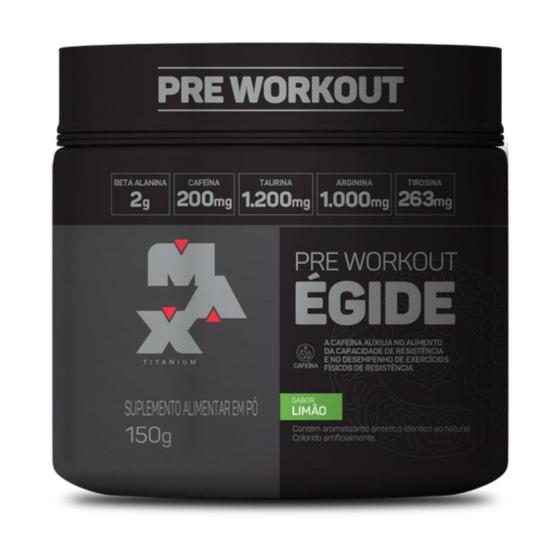 Imagem de Égide Pré Treino Concentrado Max Titanium  Pré-treino de alta performance  Energizante  Taurina  Cafeina  Beta Alanina  Arginina 150g