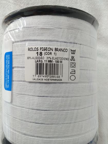 Imagem de Elastico 69% algodao 31% elastodieno sao jose rolo 100mt branco n18  11mm