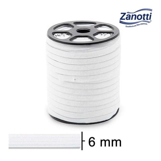 Imagem de Elástico Chato Zanotti Branco 6mm - 10 Metros