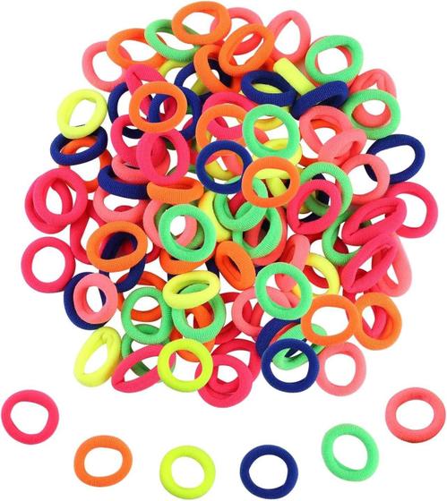 Imagem de Elástico De Cabelo Infantil 2Cm Neon Com 50 Unidades