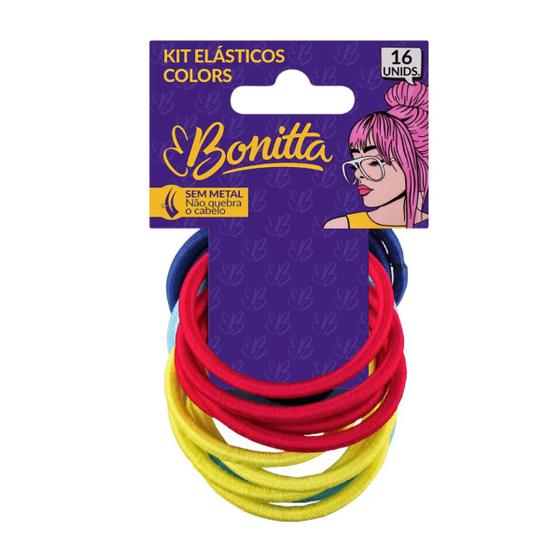 Imagem de Elástico De Cabelo Sem Metal 16UN Linha Colors Bonitta