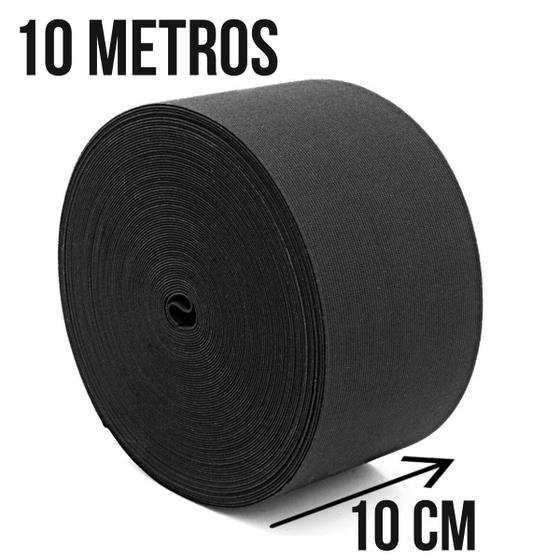 Imagem de Elastico Preto Reforçado Largo 10cm Com 10 Metros de Comprimento 