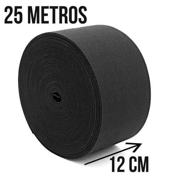 Imagem de Elastico Preto Reforçado Largo 12cm Com 25 Metros de Comprimento 