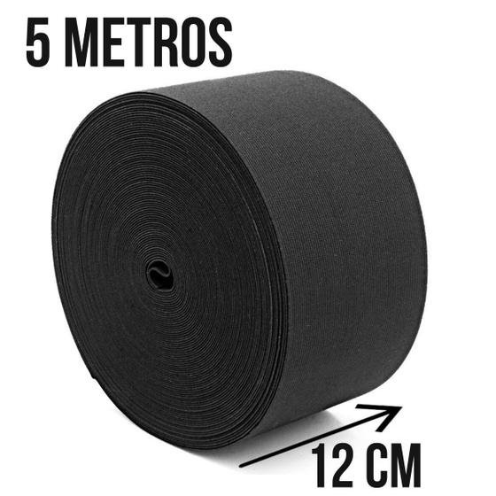 Imagem de Elastico Preto Reforçado Largo 12cm Com 5 Metros de Comprimento 