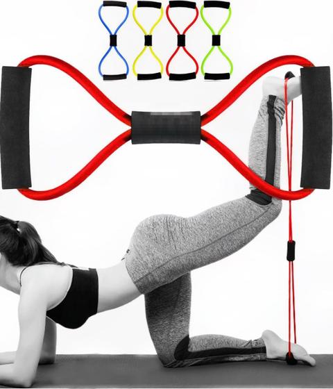 Imagem de Elástico Tensão Multifuncional Exercícios CrossTube Formato Oito Bíceps Tríceps Glúteos Treino
