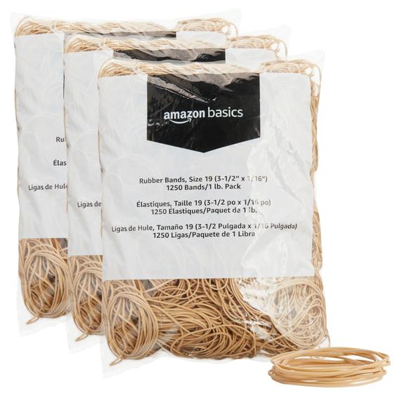 Imagem de Elásticos Amazon Basics - Tamanho 19 (8,89 x 0,16 cm) - Pacote com 3