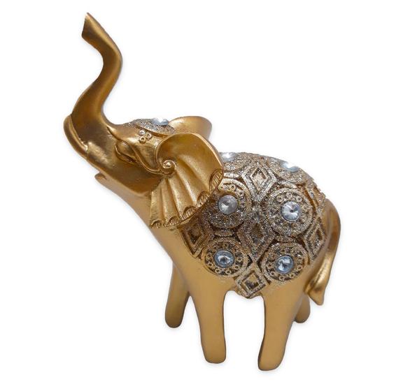 Imagem de Elefante da Alegria e Prosperidade Dourado Brilhante 10 cm