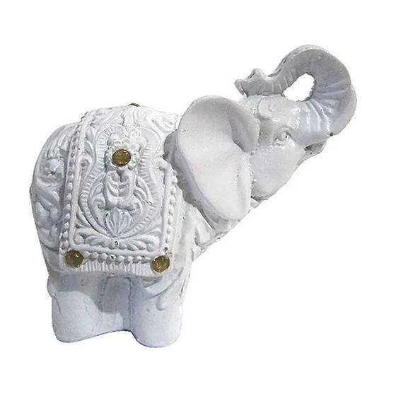 Imagem de Elefante da Sorte com Strass 7,5cm - Branco