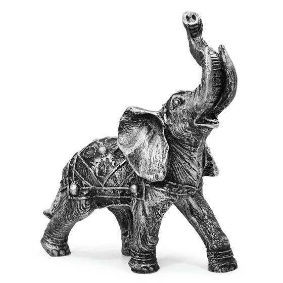 Imagem de Elefante Da Sorte Indiano Enfeite Sabedoria Escultura Resina