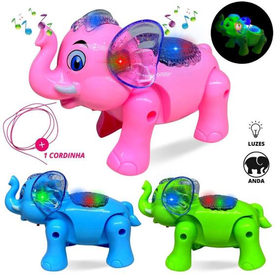 Imagem de Elefante De Brinquedo Com Som E Luz Anda - Rosa