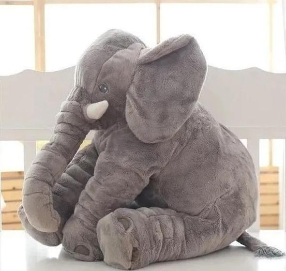 Imagem de Elefante de pelúcia travesseiro almofada infantil 60cm Antialérgico