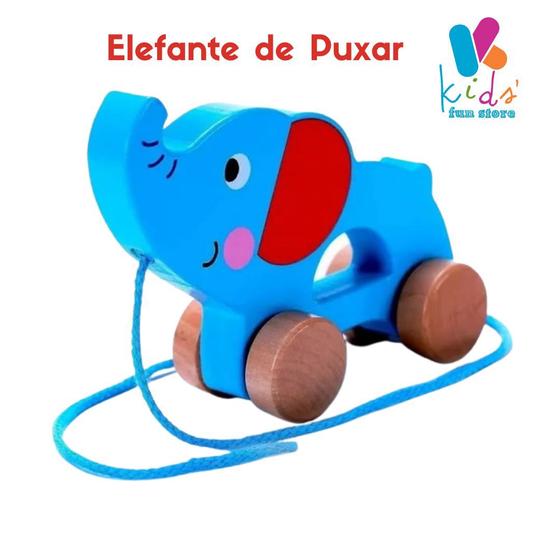 Imagem de Elefante de Puxar  Brinquedo Madeira Criativo Educativo Tooky Toy
