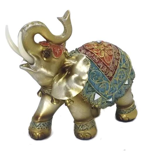 Imagem de Elefante Decorativo Dourado em Resina