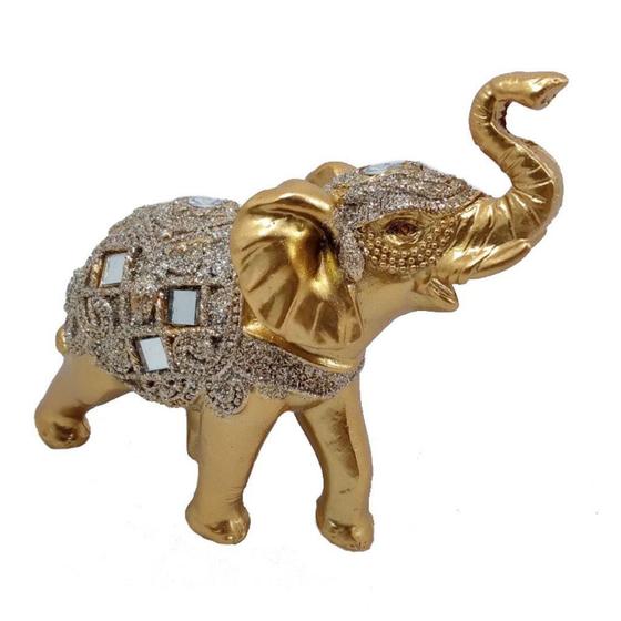 Imagem de Elefante Decorativo Dourado Indiano Resina
