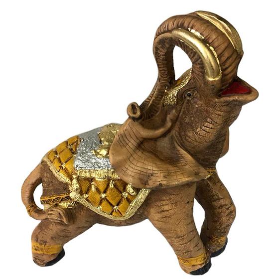 Imagem de Elefante Indiano Com Manto Dourado Decorativo - Prosperidade