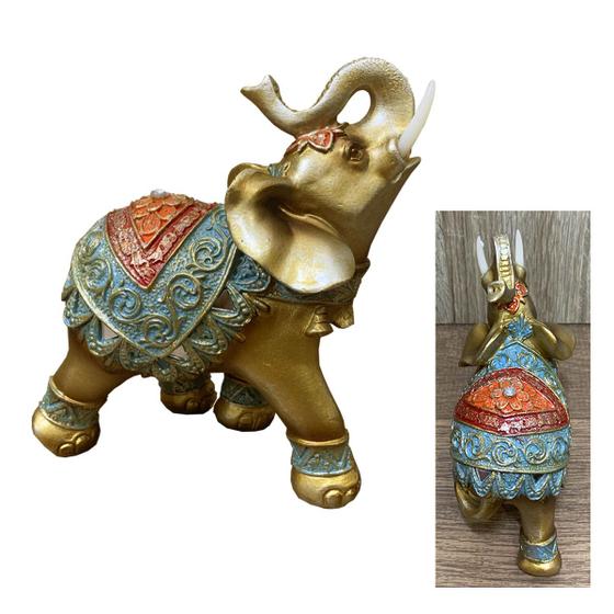 Imagem de Elefante Indiano Em Resina Com Pedrarias Decoração Casa Luxo