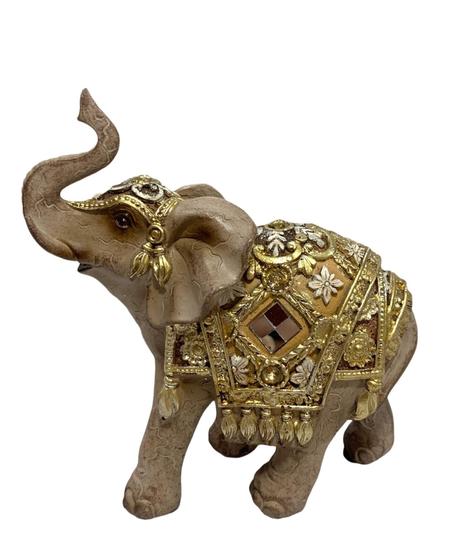 Imagem de Elefante Indiano Estatueta Decorativa Resina Dourado