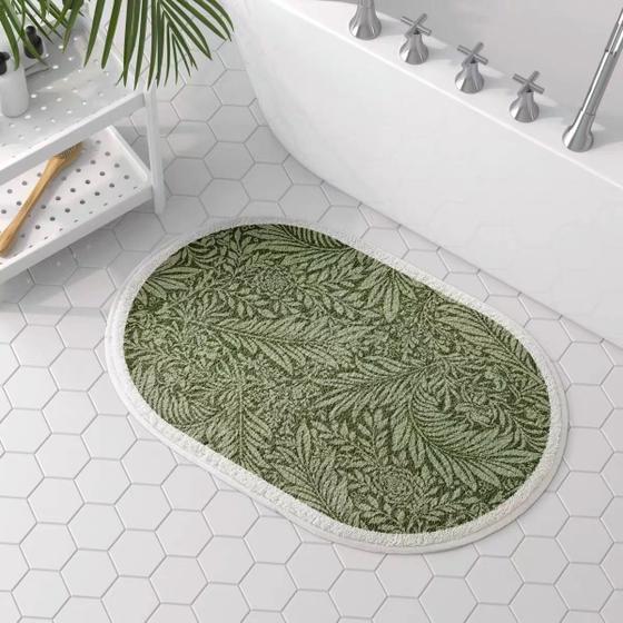 Imagem de Elegante tapete de piso de planta americana, piso de bolo oval do banheiro