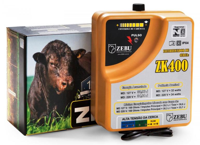 Imagem de  eletrificador cerca zebu zk400 220v 400km mais potente 