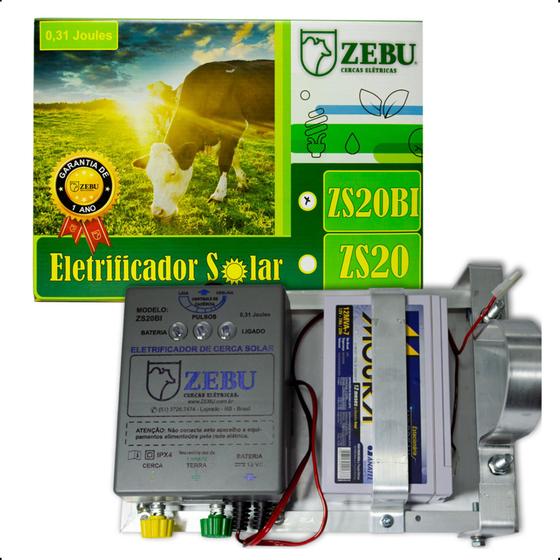 Imagem de Eletrificador Solar 12v Cerca Rural 35km Zs20 Bi C/ Bateria 0,31 Joules Zebu