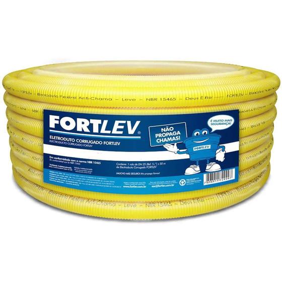 Imagem de Eletro Corrugado 25mm Rolo Com 25 Metros PVC FortLeve