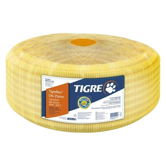 Imagem de Eletroduto Corrugado Tigre Amarelo de 3/4" com 7 Metros