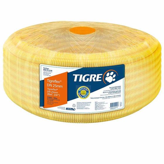 Imagem de Eletroduto Corrugado Tigreflex 25mm 3/4" Amarelo 50m Tigre