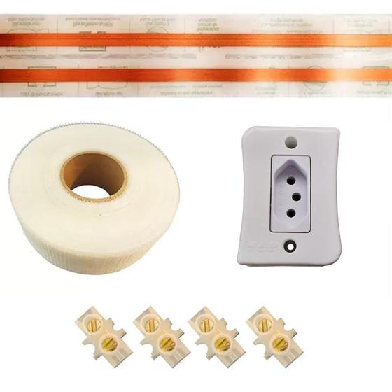 Imagem de Eletrofita 10a Com 2 Metros Kit Conector Fita Adesiva + Tomada