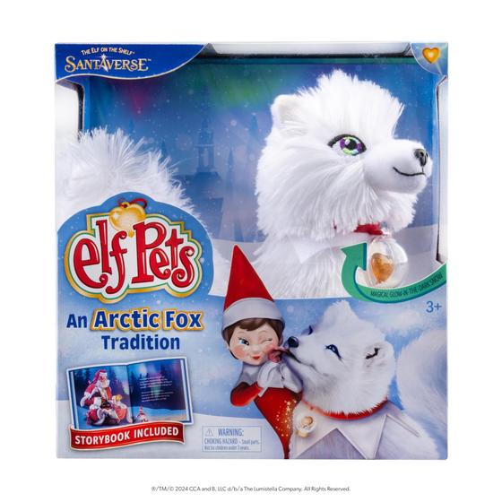 Imagem de Elfo de pelúcia Pets Arctic Fox com livro de histórias e globo