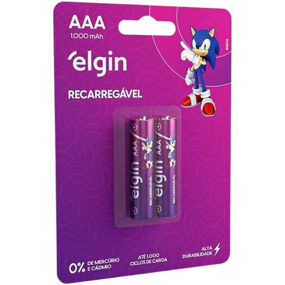 Imagem de Elgin recarregável AAA pilha palito 2500mAh c/ 2 Pilhas