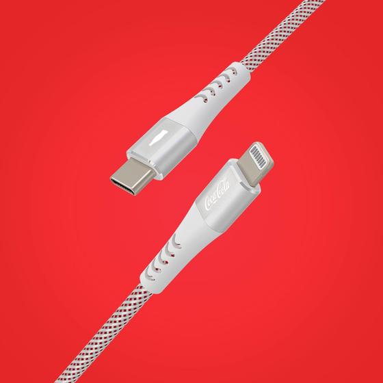 Imagem de Elite Cable Coca-Cola  Cabo MFi Lightning para USB-C - Branco