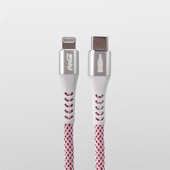 Imagem de Elite Cable Coca-Cola MFi Lightning para USB-C 1.2M Branco
