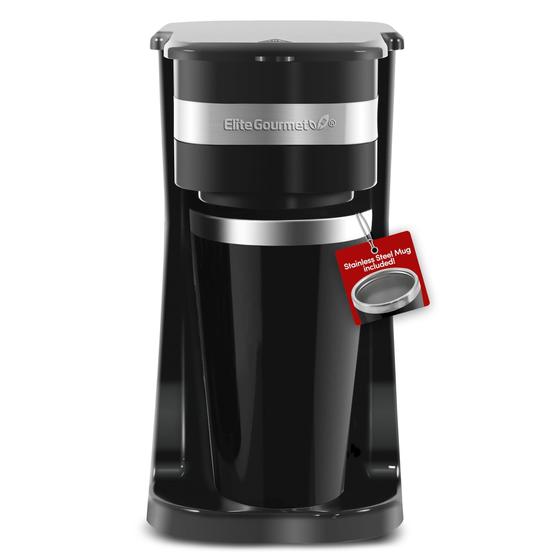 Imagem de Elite Gourmet Cafeteira Portátil 14Oz com Caneca Térmica Inox e Filtro Reutilizável