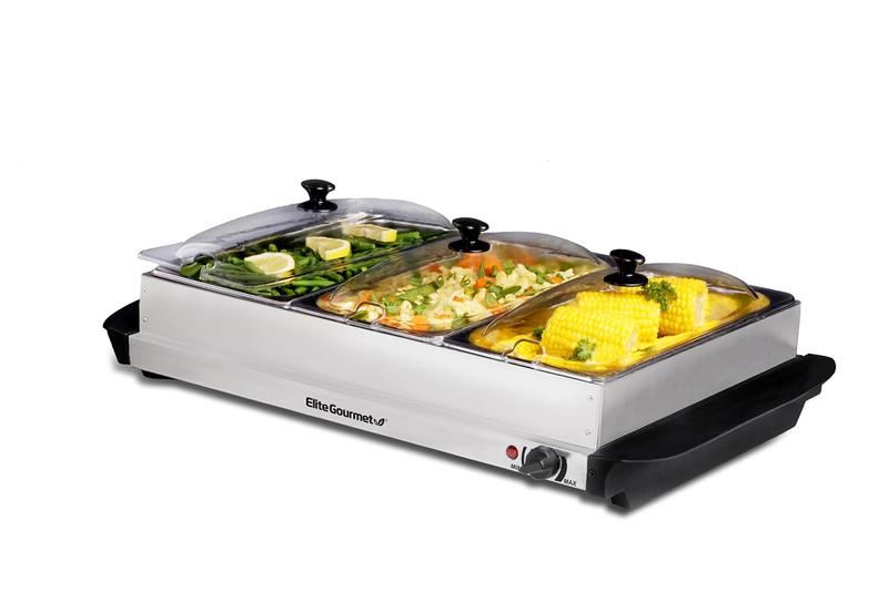 Imagem de Elite Gourmet EWM-6171 Buffet Server 3 em 1 com 3 Bandejas de 2,5L - Aço Inox